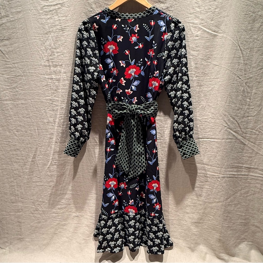 Talbots Floral Mixed-Print Dress | Belted Waist | Long Sleeve - Picture 6 of 13